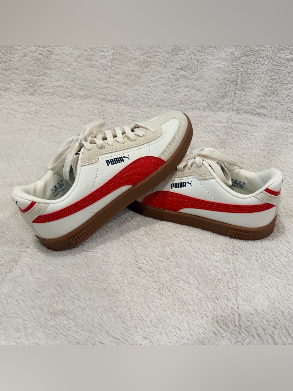 Puma Palermo White Red Leather Gum Sole Retro Streetwear Sneakers Men Sz US 7